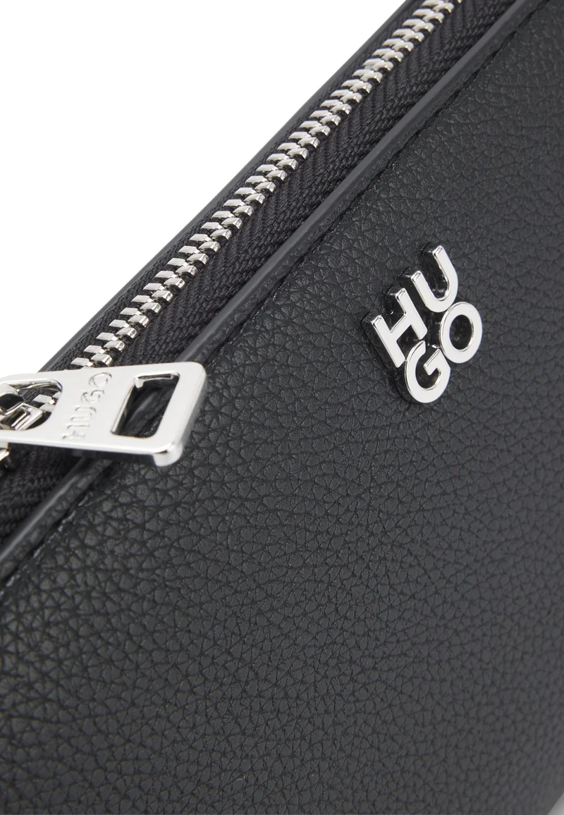 HUGO Faux-leather ziparound wallet with stacked logo