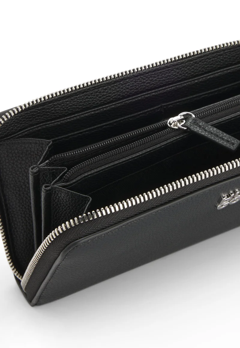 HUGO Faux-leather ziparound wallet with stacked logo
