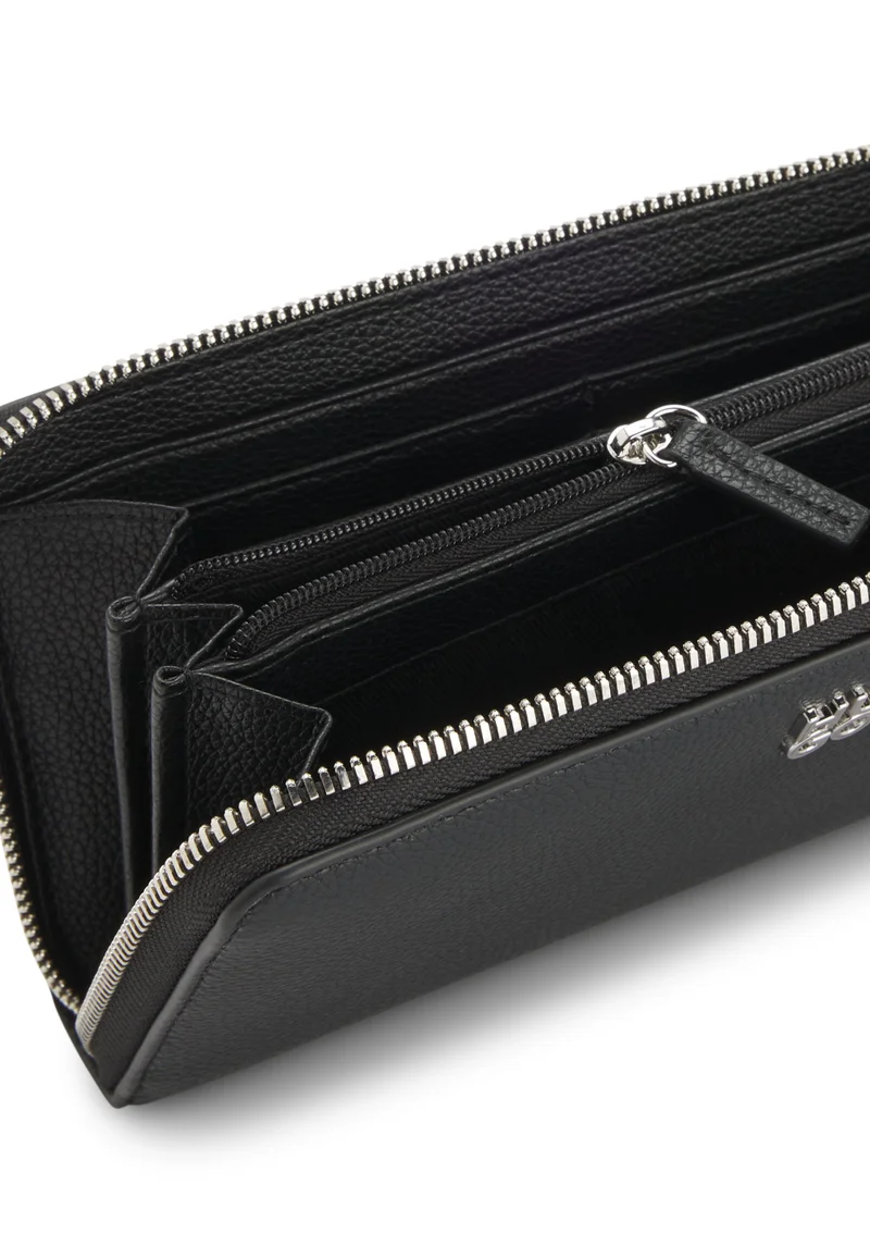 HUGO Ziparound wallet in faux leather with stacked logo
