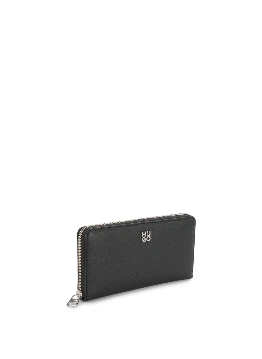 هوجو Ziparound wallet in faux leather with stacked logo