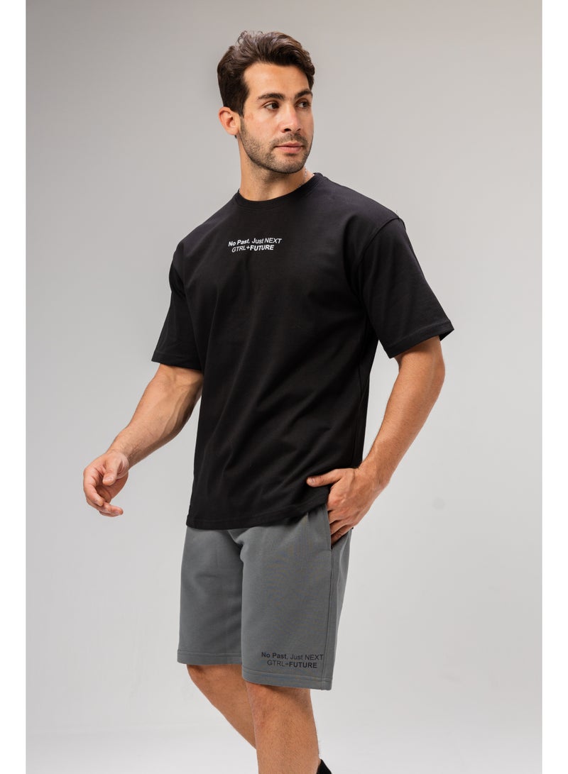 Future Men Basic Half Sleeves T-Shirt Casual Style With Simple Design For Men Black Size XL - Image 4