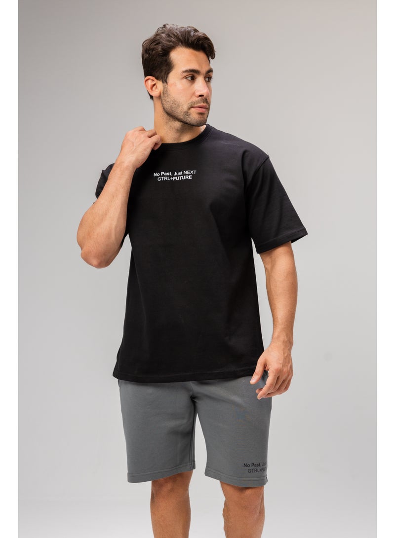 Future Men Basic Half Sleeves T-Shirt Casual Style With Simple Design For Men Black Size XL - Image 5