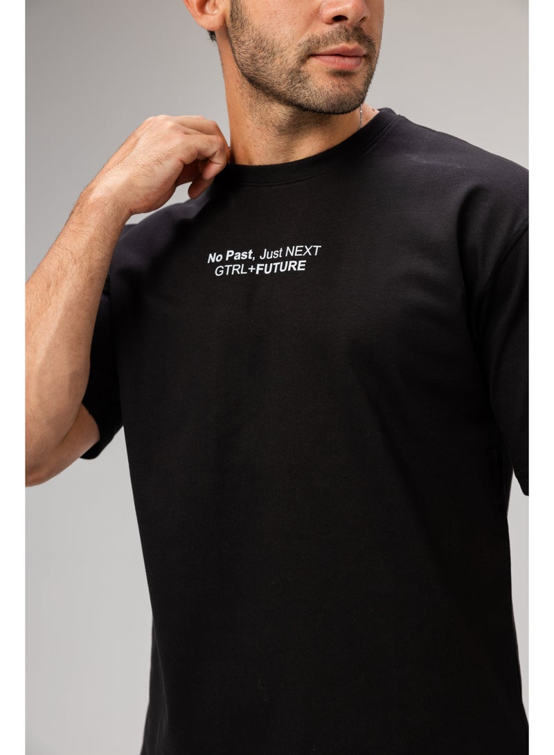 Future Men Basic Half Sleeves T-Shirt Casual Style With Simple Design For Men Black Size XL - Image 3