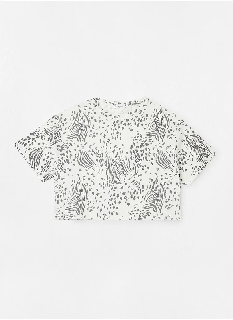 MANGO Girls Printed Boxy T-Shirt