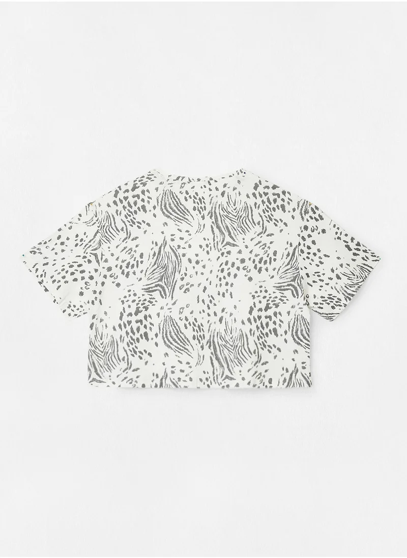 MANGO Girls Printed Boxy T-Shirt