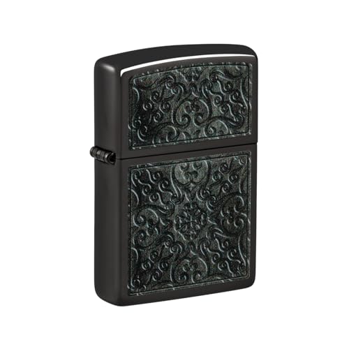 Zippo Pattern Design High Polish Black Pocket Lighter - Image 1