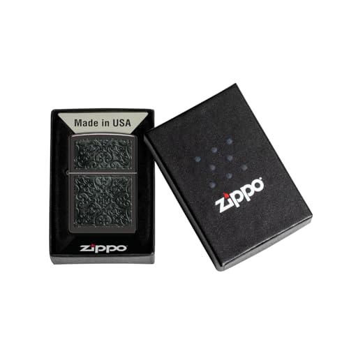 Zippo Pattern Design High Polish Black Pocket Lighter - Image 4