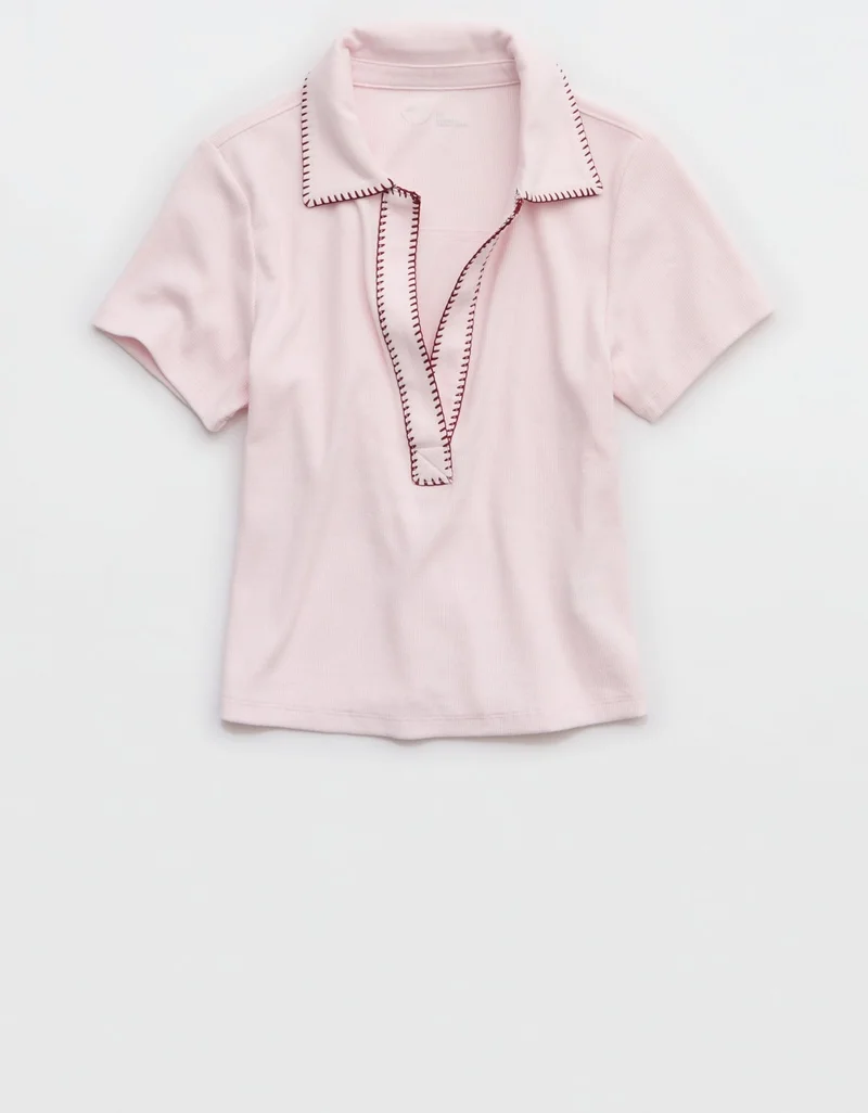 Aerie  Aerie Cropped Polo T-Shirt for Women | Best Price UAE