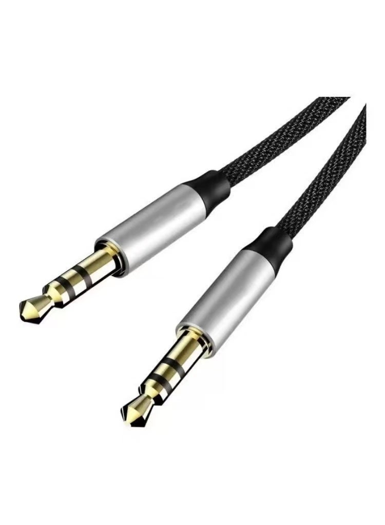 Gecomo 3.5mm Audio Cable Aux Braided To Male Stereo Auxiliary Jack Compatible For Phone Tablets Car Home Stereos Headphones Speaker 1.5 Meter Black/Silver - Image 4