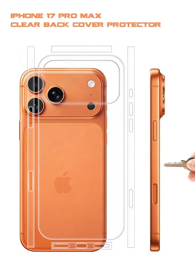SUNDAREE غلاف حماية شفاف عالي الدقة لهاتف iPhone 17 Pro Max، يغطي الجهة الخلفية والجانبية والكاميرا، مصنوع من الفينيل، رفيع، لحماية الشاشة والزجاج. - Image 1
