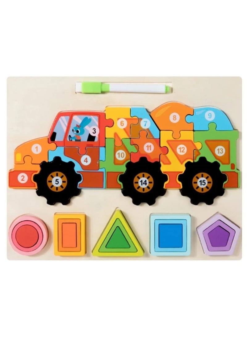 i diD 3D Puzzles Learning Game Educational Drawing Board Toy Kids Montessori Geometric Shape Matching Wooden Toys - Image 1