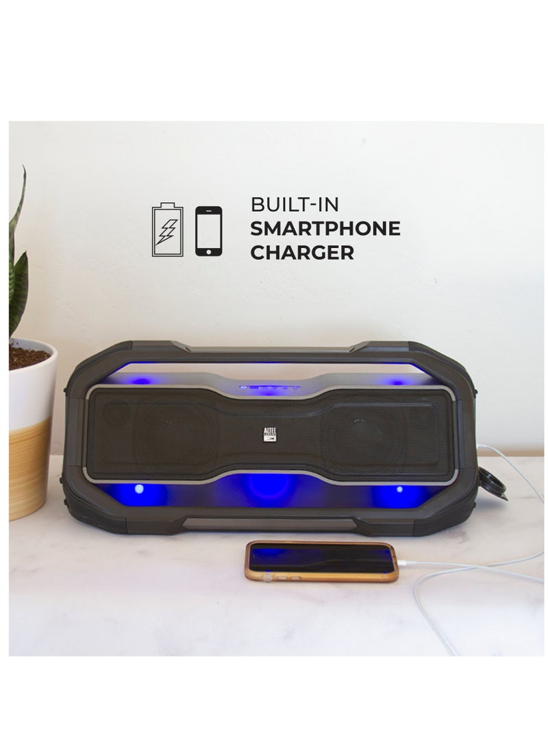 ROCKBOX XL Wireless Bluetooth Speaker, Portable Waterproof Speaker with 20 Hour Playtime and 5 Illuminating LED Light Modes, Floating Wireless Speaker for Indoors and Outdoors, Black
