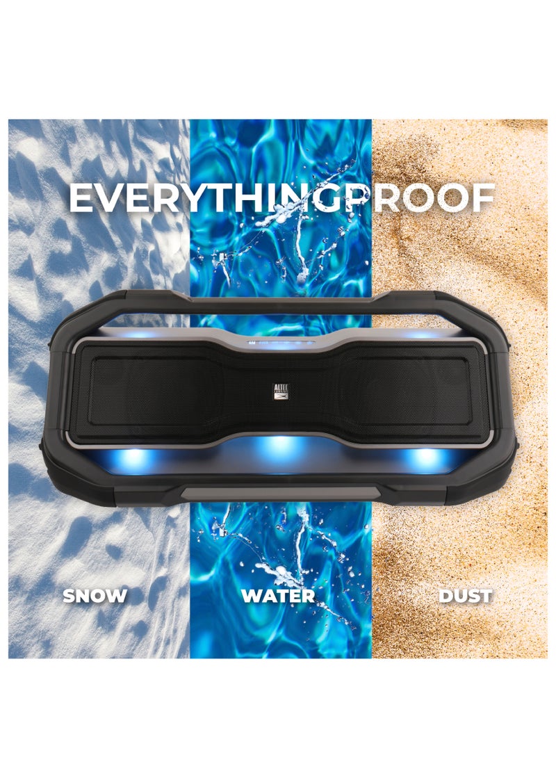 ROCKBOX XL Wireless Bluetooth Speaker, Portable Waterproof Speaker with 20 Hour Playtime and 5 Illuminating LED Light Modes, Floating Wireless Speaker for Indoors and Outdoors, Black
