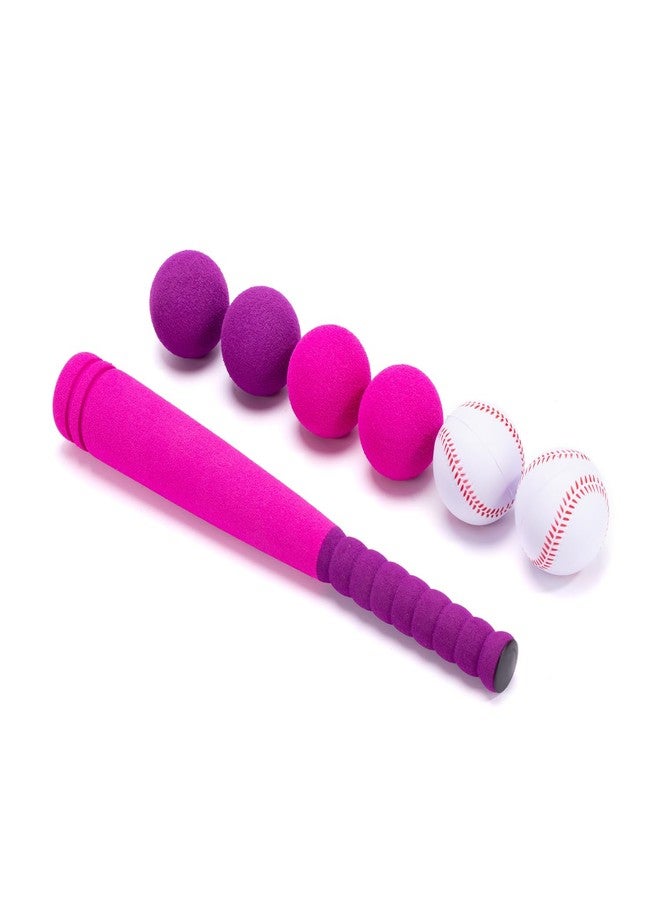CeleMoon 16.5 Inch [Mini Size] Soft Foam Baseball Bat for Girls, Tball Softball Batting Toy Set with 6 Balls, for Kids Toddlers Daughter 3 Years Old Indoor Outdoor Sport Playing Game, Pink - Image 2