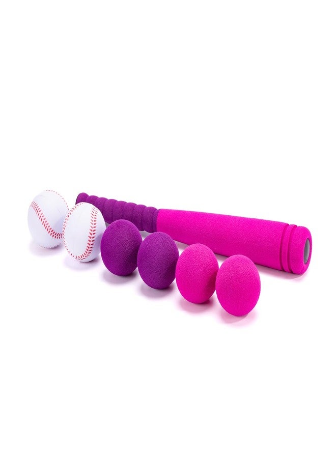 CeleMoon 16.5 Inch [Mini Size] Soft Foam Baseball Bat for Girls, Tball Softball Batting Toy Set with 6 Balls, for Kids Toddlers Daughter 3 Years Old Indoor Outdoor Sport Playing Game, Pink - Image 3