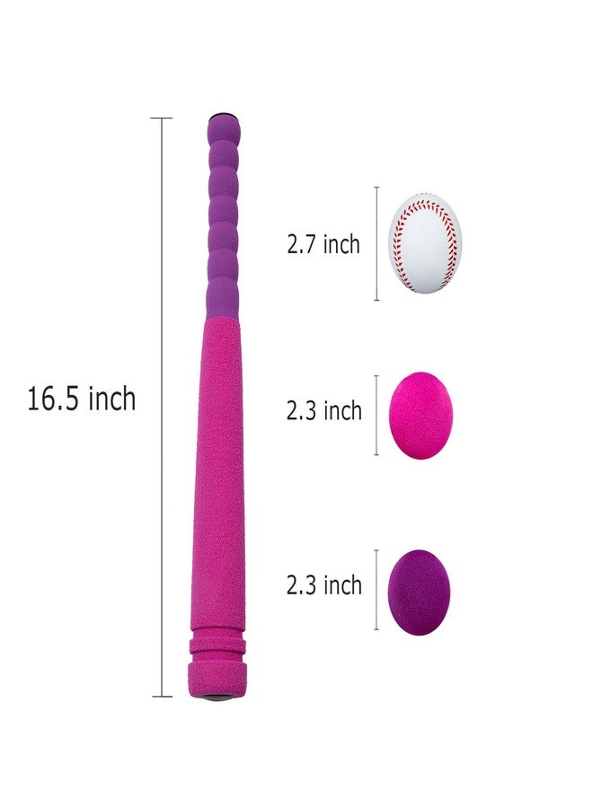 CeleMoon 16.5 Inch [Mini Size] Soft Foam Baseball Bat for Girls, Tball Softball Batting Toy Set with 6 Balls, for Kids Toddlers Daughter 3 Years Old Indoor Outdoor Sport Playing Game, Pink - Image 4
