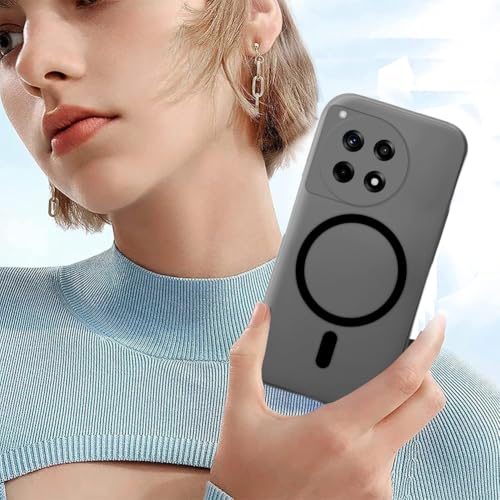 SHINESTAR Back Cover for OnePlus 12R 5G | Frosted Semi-Transparent Slim Case – Black | Only Compatible with Wireless Magnetic Accessories | Hard Back, Matte Finish - Image 4