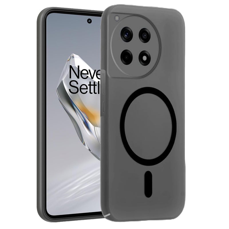 SHINESTAR Back Cover for OnePlus 12R 5G | Frosted Semi-Transparent Slim Case – Black | Only Compatible with Wireless Magnetic Accessories | Hard Back, Matte Finish - Image 5