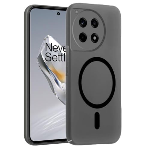 SHINESTAR Back Cover for OnePlus 12R 5G | Frosted Semi-Transparent Slim Case – Black | Only Compatible with Wireless Magnetic Accessories | Hard Back, Matte Finish - Image 1