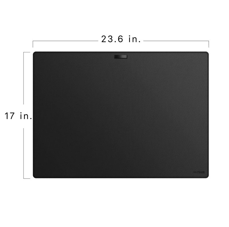 Alfion Leather Desk Mat Cable Organizer 23.6" x 17" | Premium Black Vegan Leather Desk Protector Blotter Mouse Pad with Felt Non Slip Bottom for Home Office - Image 2