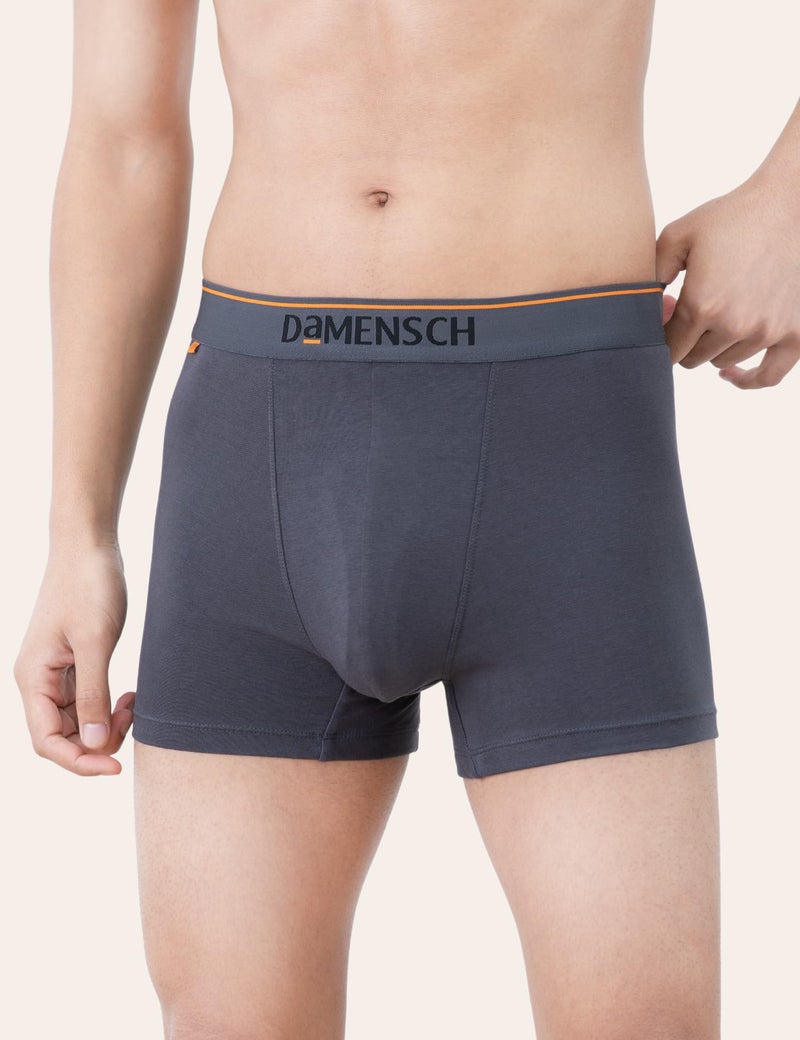 DAMENSCH Regular Fit Solid Cotton Blend Trunk Underwear Anti-Bacterial Moisture Wicking Breathable Microfibre Waistband Deo-Cotton Trunks for Men-Violet View,New Navy,Charcoal Dust-L - Image 4