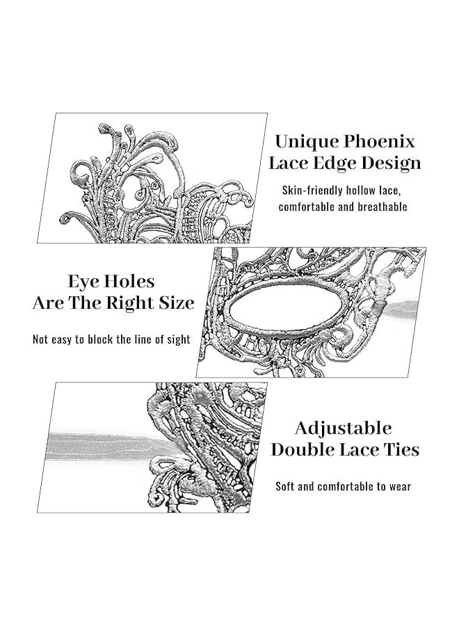 Masquerade Mask for Women Lace Masks Venetian Masquerade Party Costume Party Halloween Carnival Fit for Adults, Soft - Image 3