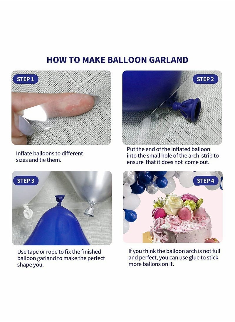 كاست ويف 145 قطعة من البالونات الفضية الزرقاء الداكنة الطوق ، قوس بالون قصاصات ورق أبيض أزرق ملكي فضي لحفل التخرج زفاف عيد ميلاد دش ديكور الفصول الدراسية - Image 3