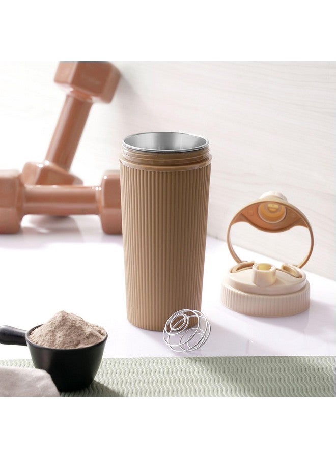 LD LUCIDO DECORE LUCIDO Stainless Steel Airtight Leakproof Insulated Protein Shaker Bottle with Blender Spring for Preworkout & Gym (630 ml, Light Brown) - Image 4