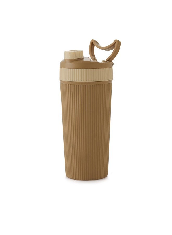 LD LUCIDO DECORE LUCIDO Stainless Steel Airtight Leakproof Insulated Protein Shaker Bottle with Blender Spring for Preworkout & Gym (630 ml, Light Brown) - Image 2
