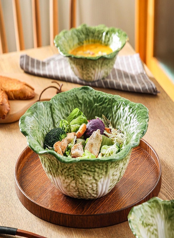 KXZ Artisanal Bok Choy Ceramic Bowl Trio - Nesting 60oz, 16oz, 5oz - Oven to Table Elegance, Dishwasher Safe - Image 5