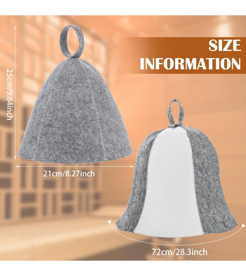 3 Pcs Wool Felt Sauna Hats Gray And Off White Russian Banya Caps - Image 2