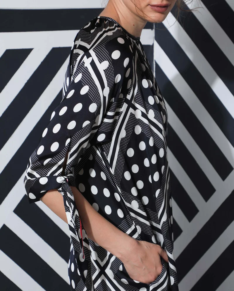 Rareism Women's Contemporary Polka Print Midi Dress