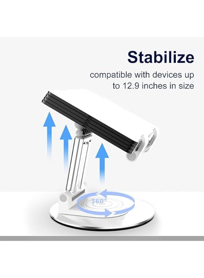 360°Rotating Phone Holder for Desk, Portable & Foldable Cell Phone Stand for Office & Kitchen, Adjustable Tablet Stand for All Mobile Phones, iPhone, iPad, Nintendo Switch (Grey) - Image 2