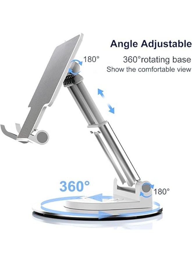 360°Rotating Phone Holder for Desk, Portable & Foldable Cell Phone Stand for Office & Kitchen, Adjustable Tablet Stand for All Mobile Phones, iPhone, iPad, Nintendo Switch (Grey) - Image 4