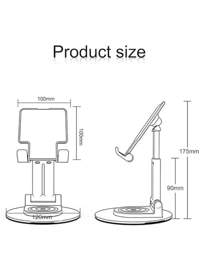 360°Rotating Phone Holder for Desk, Portable & Foldable Cell Phone Stand for Office & Kitchen, Adjustable Tablet Stand for All Mobile Phones, iPhone, iPad, Nintendo Switch (Grey) - Image 3