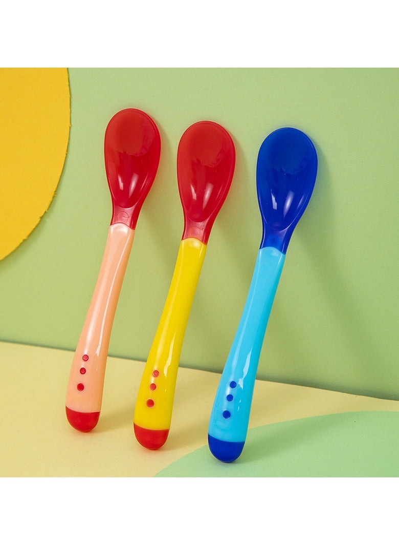 Set of 3 baby feeding training spoons with red，blue yellow baby temperature spoons - Image 3