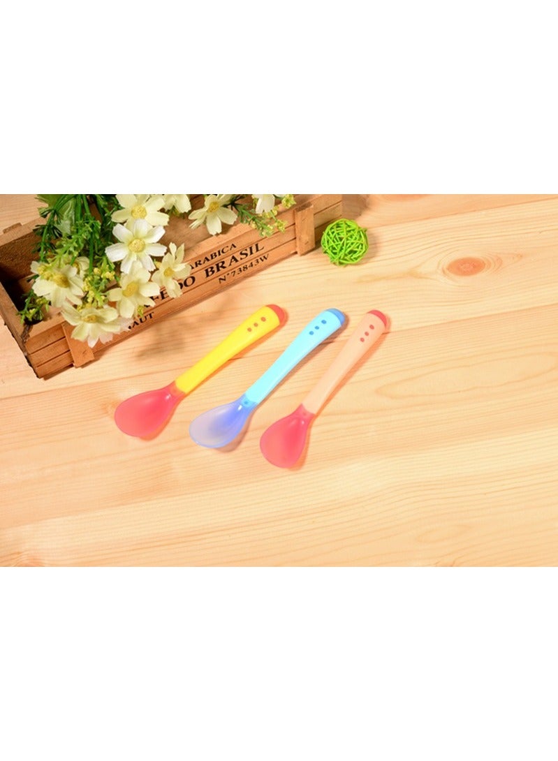 Set of 3 baby feeding training spoons with red，blue yellow baby temperature spoons - Image 4