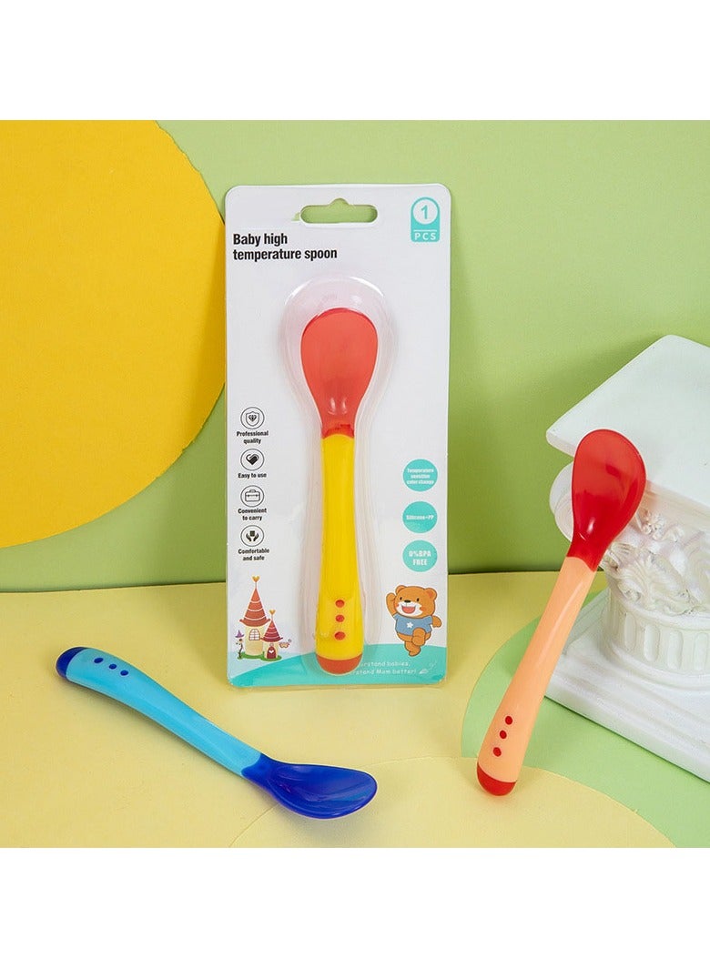 Set of 3 baby feeding training spoons with red，blue yellow baby temperature spoons - Image 5