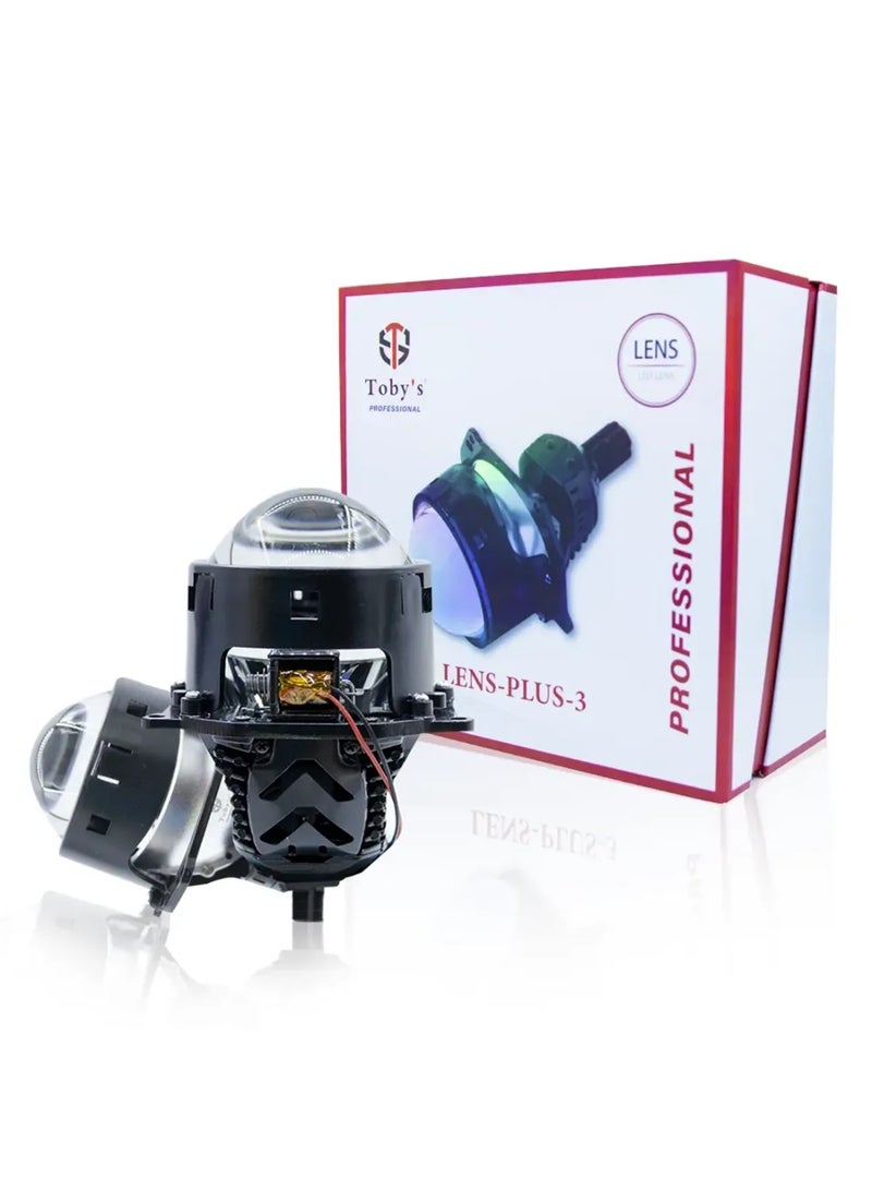 توبيز مصباح أمامي لجهاز عرض Tobys Lens Plus-3 ثنائي الصمام مقاس 3 بوصات بقوة 120 واط/الزوج ودرجة حرارة لون 6000 كلفن - LENS PLUS-3 - Image 1