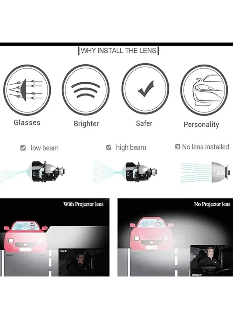 توبيز مصباح أمامي لجهاز عرض Tobys Lens Plus-3 ثنائي الصمام مقاس 3 بوصات بقوة 120 واط/الزوج ودرجة حرارة لون 6000 كلفن - LENS PLUS-3 - Image 4