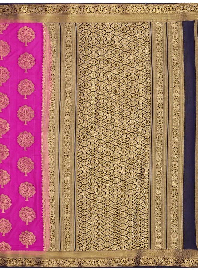 MIMOSA MIMOSA Women Mysore Silk Style Crepe Saree Color : Pink (4858-2656-2D-Rn-Nv)  - Image 5