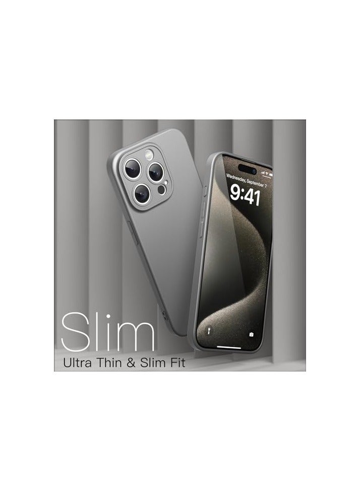 JETech Slim Case for iPhone 15 Pro 6.1-Inch with Camera Lens Full Cover Protection, Ultra-Thin Lightweight Matte Finish Minimalist Protective Phone Cover (Natural Titanium) - Image 3