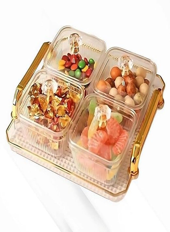 CHALISA Party Snack Tray for Fruits,Nuts,Candies,Crackers,Veggies,Compartment Party Platter,Divided Serving Bowl with Lid,Creative Acrylic Serving Dishes Box for Dried Fruits etc - Image 1