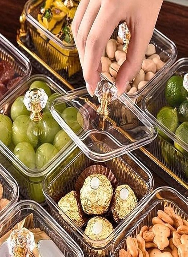 CHALISA Party Snack Tray for Fruits,Nuts,Candies,Crackers,Veggies,Compartment Party Platter,Divided Serving Bowl with Lid,Creative Acrylic Serving Dishes Box for Dried Fruits etc - Image 4
