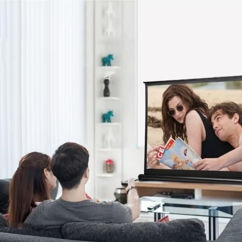 Fh Projector Screen - New Portable Mobile 50 Inch Projection Screen Pull Down, 16:9 Screen Retractable Tabletop Screen Tripod Stand for Home Theater Meeting Room, School Indoor Outdoor - Image 5