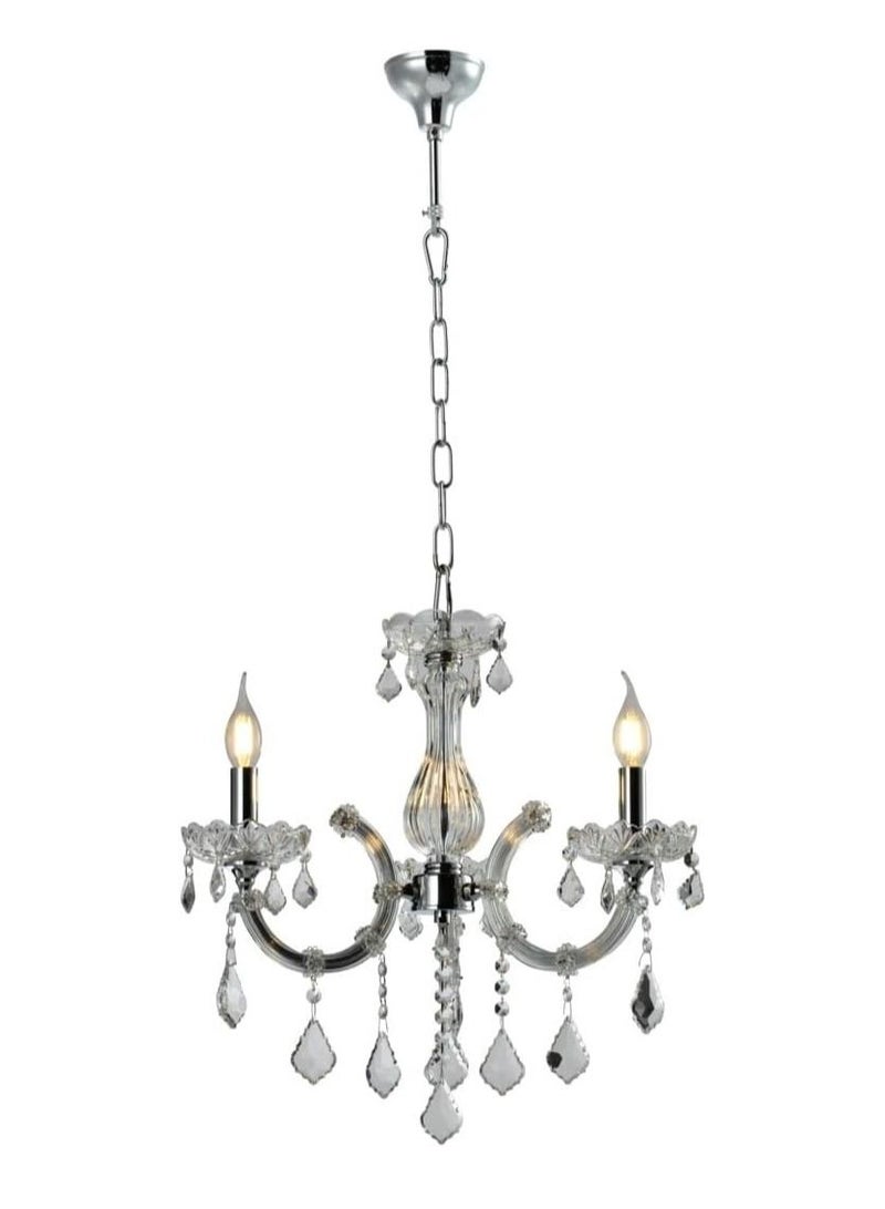 Crystal Chandelier 3 Lamp, Crystal Clear 10 Watts Lighting Ceiling - Image 1