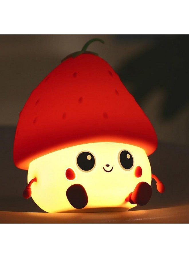 ipalmay Strawberry Night Light, Cute Fruit Night Lamp for Kids Bedroom USB Rechargeable Lamps 2 Brightness Levels, Nursery Bedside Delay-Off Nightlight for Baby Toddler Boys Girls Birthday Christmas - Image 3