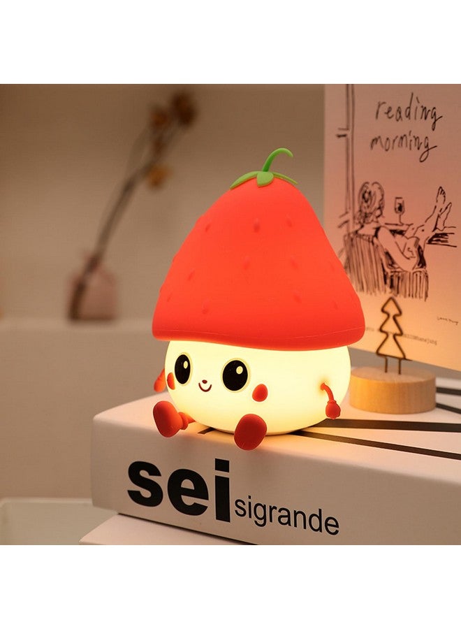 ipalmay Strawberry Night Light, Cute Fruit Night Lamp for Kids Bedroom USB Rechargeable Lamps 2 Brightness Levels, Nursery Bedside Delay-Off Nightlight for Baby Toddler Boys Girls Birthday Christmas - Image 1