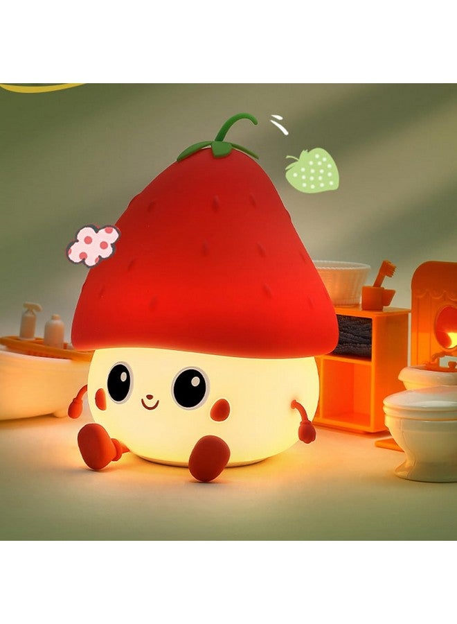 ipalmay Strawberry Night Light, Cute Fruit Night Lamp for Kids Bedroom USB Rechargeable Lamps 2 Brightness Levels, Nursery Bedside Delay-Off Nightlight for Baby Toddler Boys Girls Birthday Christmas - Image 2