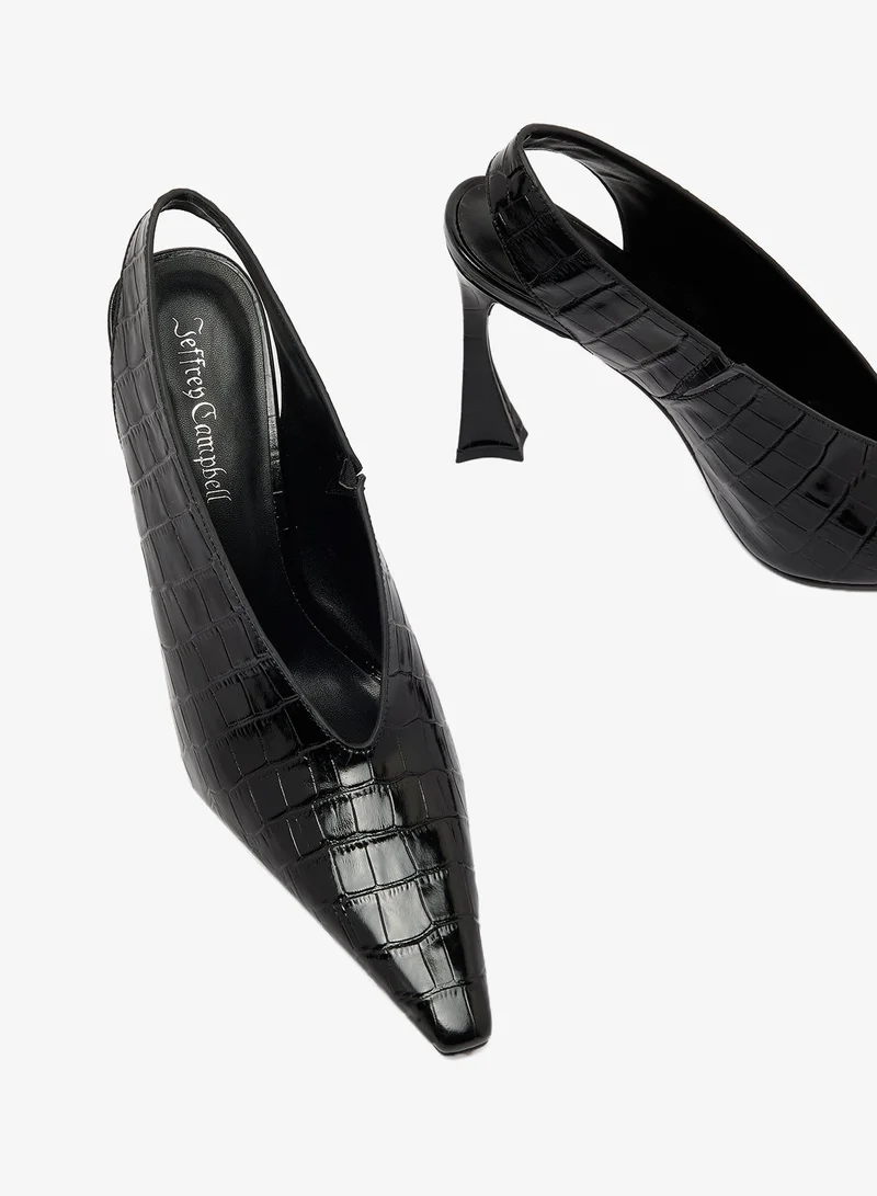 Jeffrey Campbell Black Croco Slingback Pump for Women | Best Price UAE